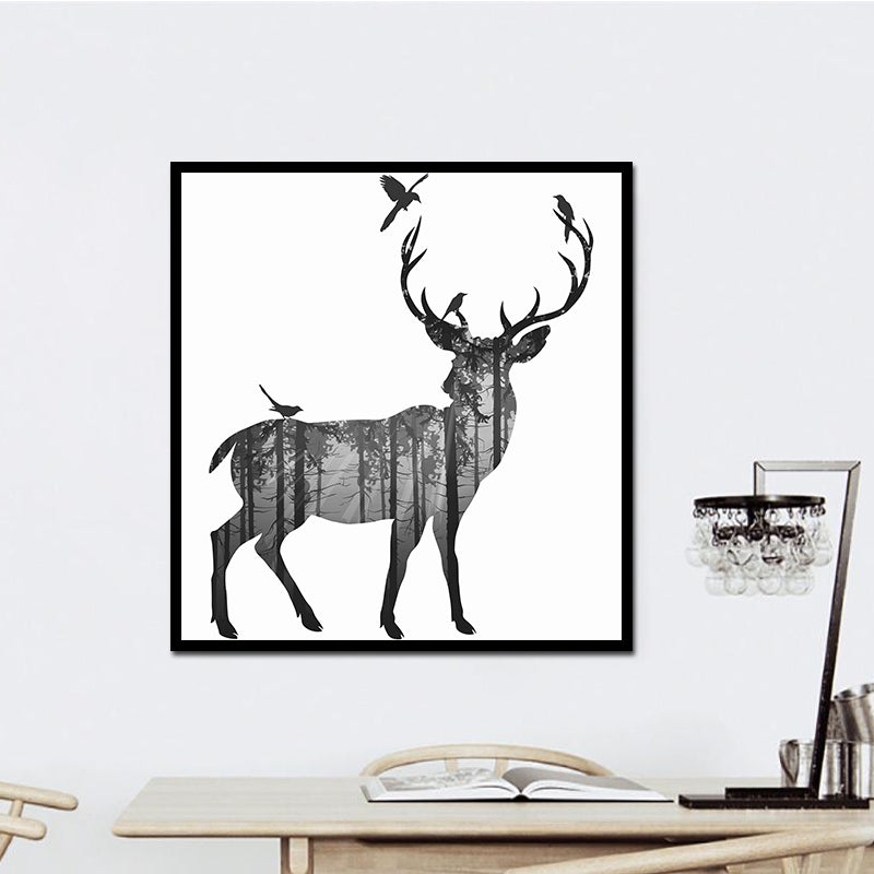 Miico Hand Painted Oil PaintingsSimple Style-CSide Face DeerWall Art For Home Decoration Paintings