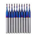 Drillpro 10pcs 3.175mm Shank Blue Coated Spiral Ball Nose End Mill 0.8-3.175mm CNC Milling Cutter