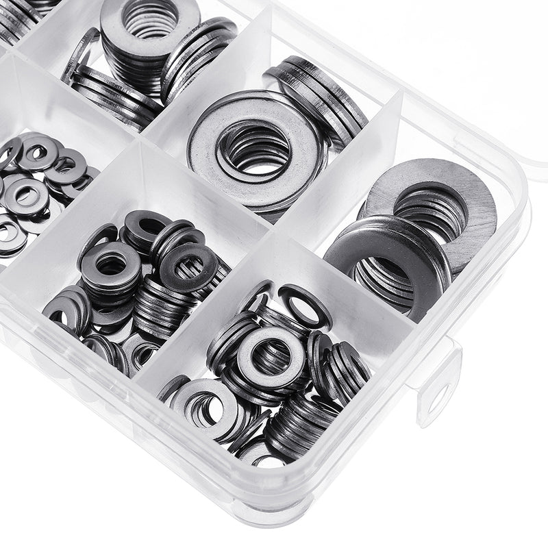 Suleve MXSW8 400Pcs Stainless Steel Flat Washer Assortment Set M2/2.5/3/4/5/6/8/10