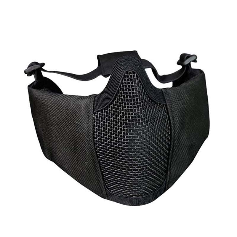 Steel Wire Mask Outdoor Hunting Breathable Tactical Mesh Half Face Protective Mask Earmuffs Version