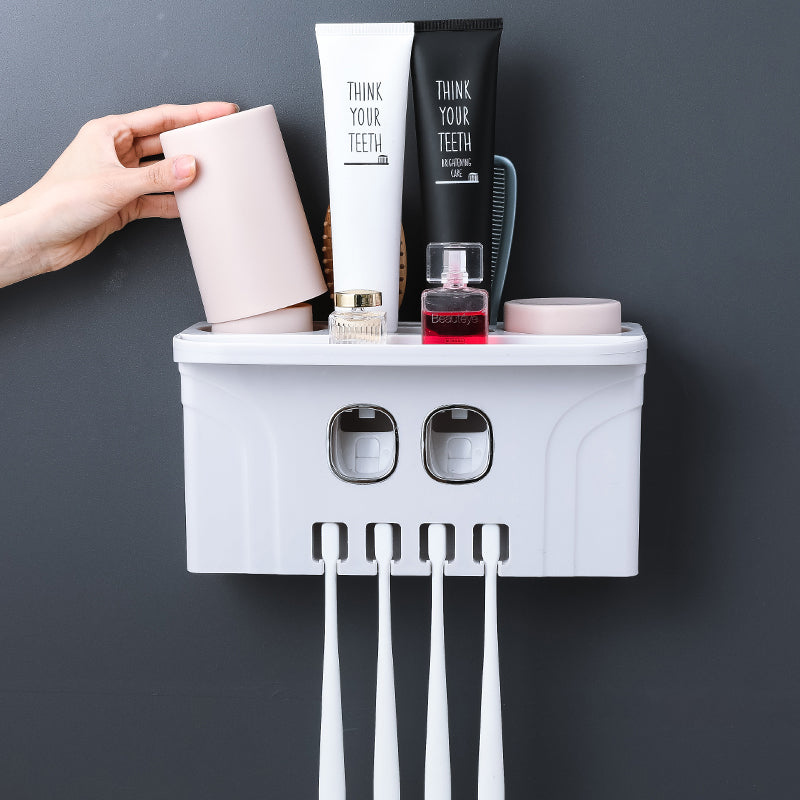 Wall Mount Toothbrush Holder Toothpaste Squeezer Automatic Toothpaste Dispenser