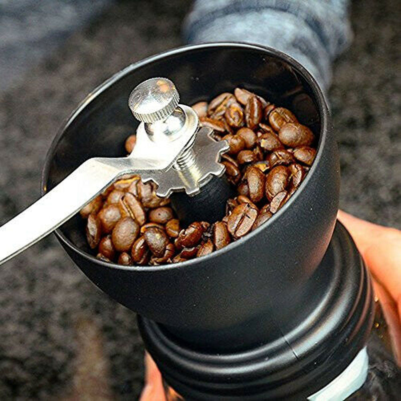 Coffee Mill Grinder Nut Stainless Steel Handle 2 Jars With Lid
