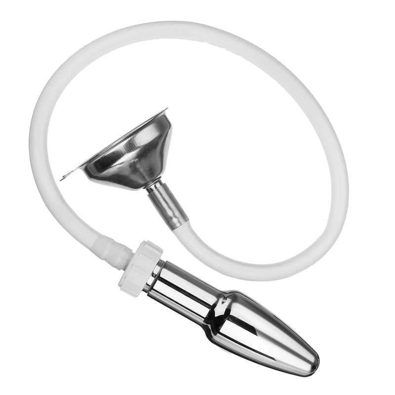 Anal Stainless Steel Funnel Filler Enema Silicone Hose Rectum Cleaner Insert Stopper Armarium Medical Equipment