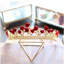 Rose Crystal Rhinestone Bridal Tiara Wedding Jewelry Princess Crown Prom Hair Tiara