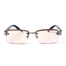 Perforated Half Frame Brown And White Crystal Reading Glasses Comfortable To Wear