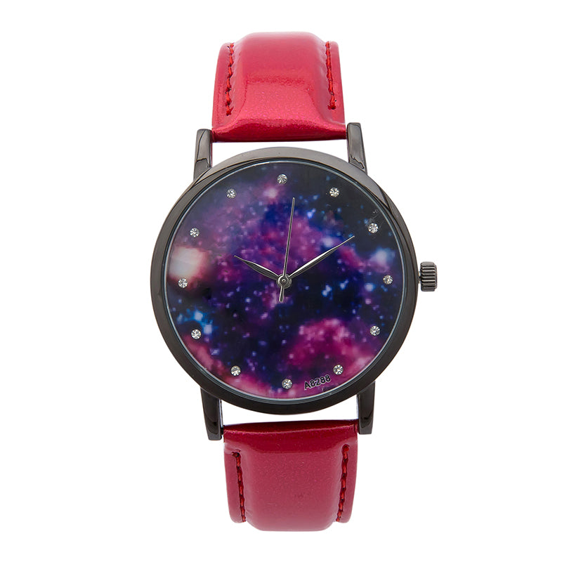 MILIER 8288 Starry Night Sky Fashion Leather Strap Simple Women Wrist Watch