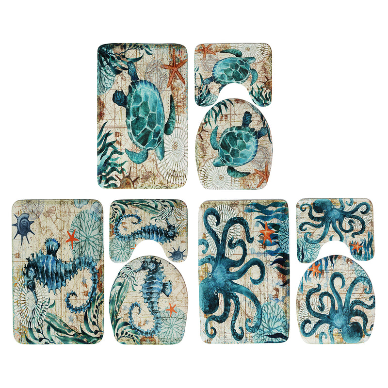 Bathroom Toilet Camping Mat Set Non Slip Carpet Rug PVC Seat Cover Cushion Home Decorations