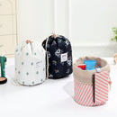 Oxford Cloth Travel Cosmetic Organizer Color Cylinder Drawstring Cosmetic Bag
