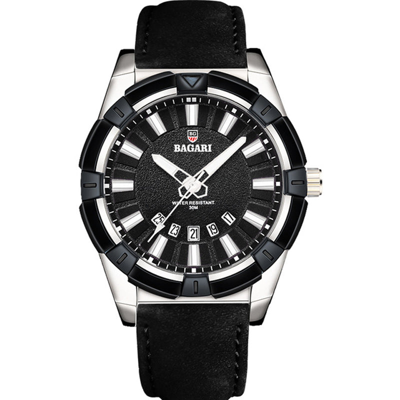 BAGARI 8001 Fashion Men Watch Waterproof Automatic Calendar Luminous Display Quartz Watch