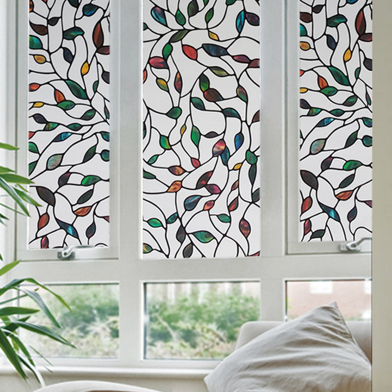 46x100cm Window Film Sticker Leaf Stained Glass Static DIY Home Decorations