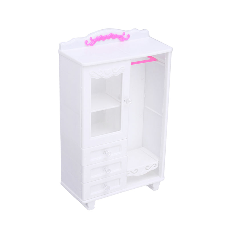 Kids Chlid Miniature Wardrobe DIY Doll House Bedroom Furniture Clothes Hangers Storage Toys