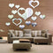 3D Heart Silver DIY Shape Mirror Wall Stickers Home Wall Bedroom Background Office Decor