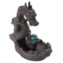 Porcelain Dragon Backflow Incense Burner Ceramic Censer Cone Holder With Glass Ball