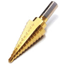 Drillpro 5pcs HSS Titanium Pagoda Drill Set Ladder Drill 1/4&3/8&1/2 Inch Round Shank Step Drill Bit