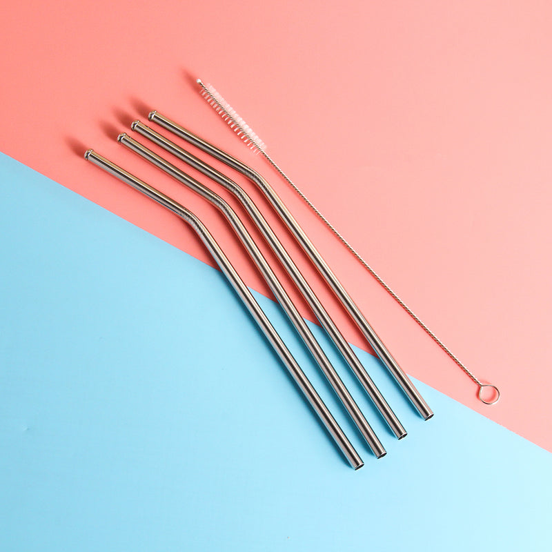Reusable Straw Stainless Steel Straws Reusable Metal Drinking Straws with Cleaning Brushes Pouch