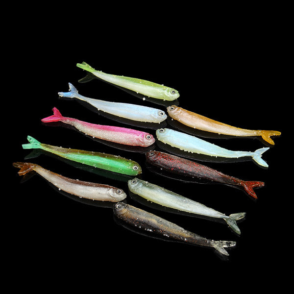 Proberos 10Pcs False Baits Fishing Lures 8.9cm Classic Soft Fishing Baits