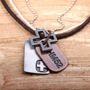 Retro Leather Cross Pendant Necklace Exotic Country Style Necklace For Men