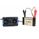 FOXSUR 12/24V 8A/4A Touch Screen Pulse Repair LCD Battery Charger Blue For Car Motorcycle Lead Acid Battery Agm Gel Wet