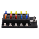 iMars 10 Way Fuse Box 12V 32V Circuit Standard Blade Block Holder Kit Car Caravan