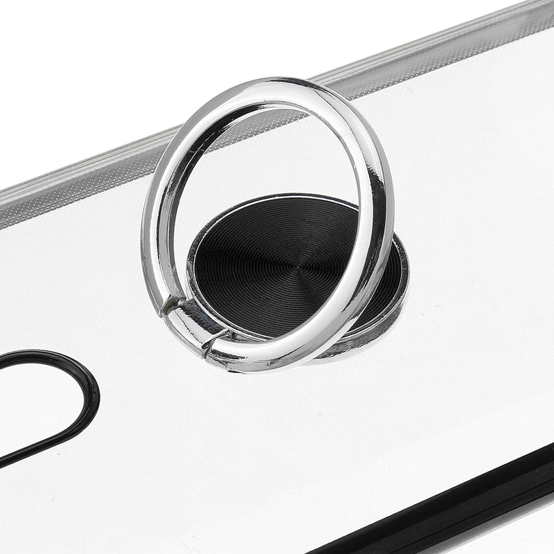 Bakeey Plating Transparent Ultra-thin with Finger Ring Holder Shockproof PC Protective Case for Xiaomi Redmi Note 8 Pro