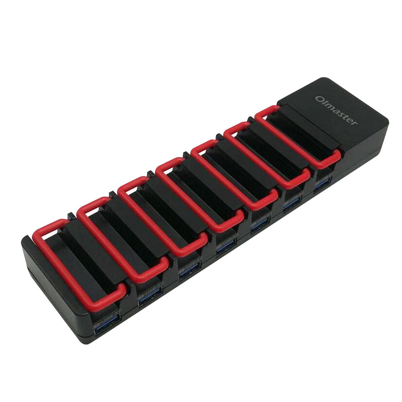 OImaster HY-HB8727U3-B 7 Ports Adapter USB3.0 5Gbps with Phone Holder Connector USB Hub for PC Laptop