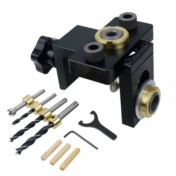3 in 1 Adjustable Doweling Jig Woodworking Ertical Drill Guide Hole Puncher Tool
