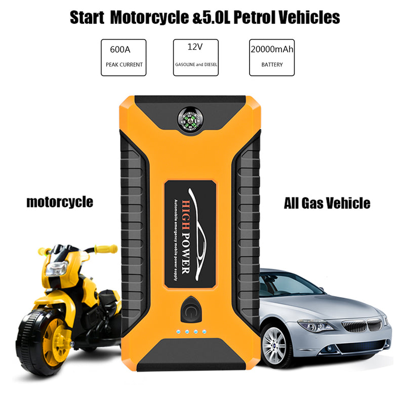 98600mAh 12V Car Jump Starter Multifunction Portable 4USB Power Bank Emergency Battery Booster Clamp 600A Auto Power Bank