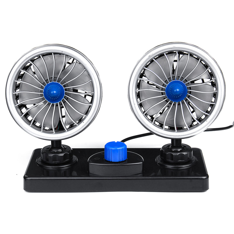 12V/24V Electric Van Car Dual Head Cooling 360 Oscillating Dashboard Air Fan