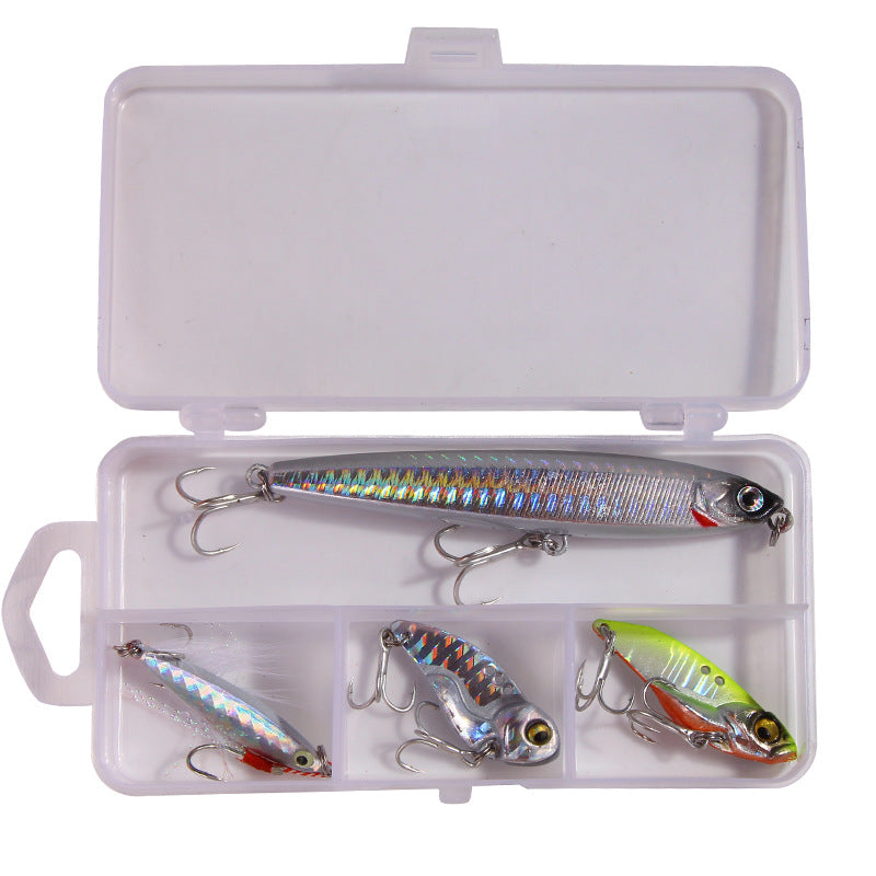 ZANLURE 4PCS Fishing Lure Set Rotating Tail Popper Topwater Swim Crankbait Artificial Hard Bait