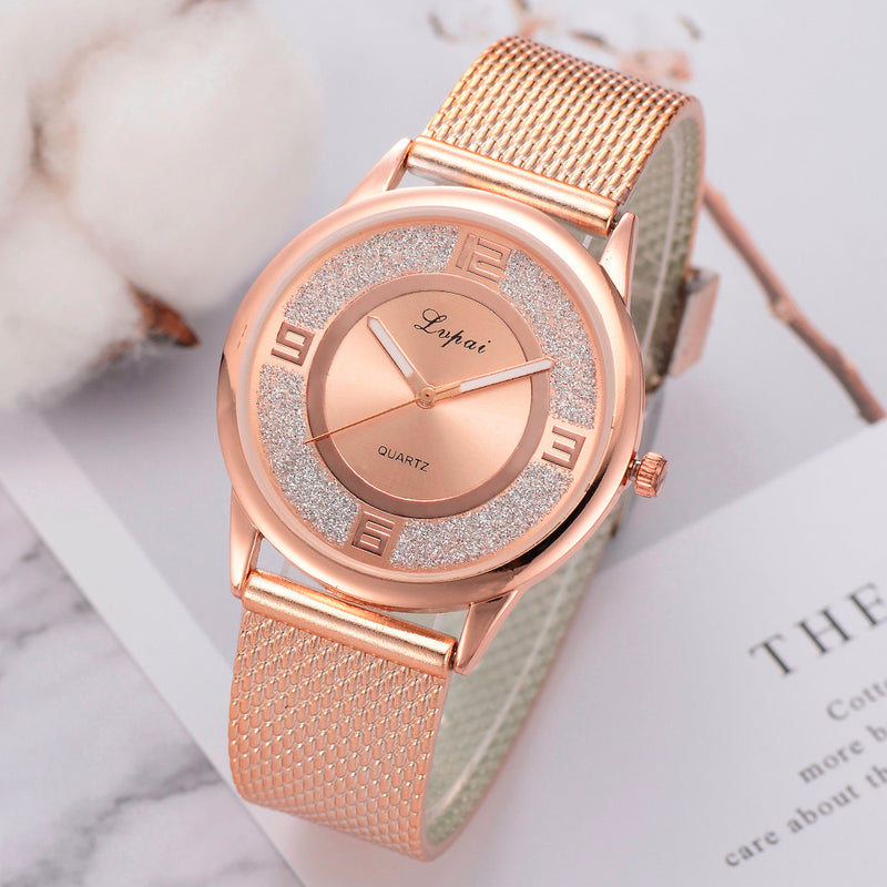 LVPAI P732 Rose Gold Elegant Design Women Wrist Watch Fashionable Analog Quartz Watch
