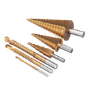6pcs HSS Cone Reduced Shank Drill Bit Set Step Drill Bits with Saw Drills Set