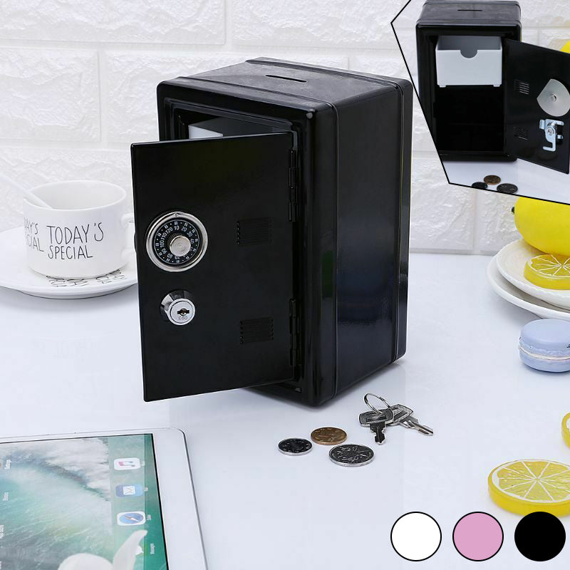 Safe Security Metal Money Bank Deposit Cash Savings Saving Box Jar Coins Storage Box for USD EURO GBP Money Desktop Organizer
