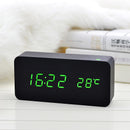 Alarm Clock LED Wooden VST Creatives Thermometer Digital Display Voice Control