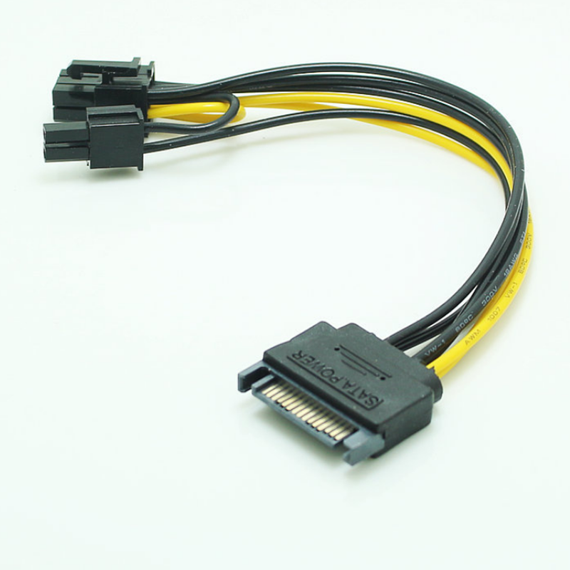 20cm 15Pin SATA Male to 8Pin Female PCI-E Graphics Card SATA Power Cable Splitter Cable