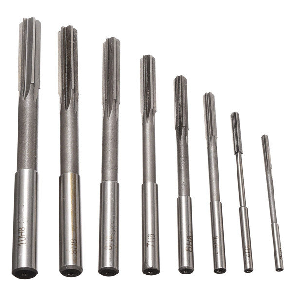 8pcs 3-10mm HSS Machine Reamer Straight Shank Milling Reamer Chucking Reamer