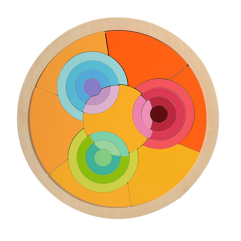 Colorful Rainbow Wooden Blocks Jigsaw Puzzle Toys Kids Learning Educational Game