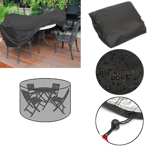 110x185cm Outdoor Round Garden Furniture Cover Rain Dust Protector For 4 Seater