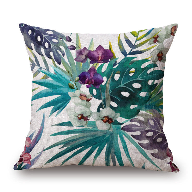 Decorative Throw Pillow Case Fashion Cotton Linen Tropical plant Flowers Grass Cushion Cover