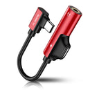 FLOVEME 2 in 1 Type C to 3.5mm Headphone Jack Audio Adapter Cable For Smartphone Tablet PC