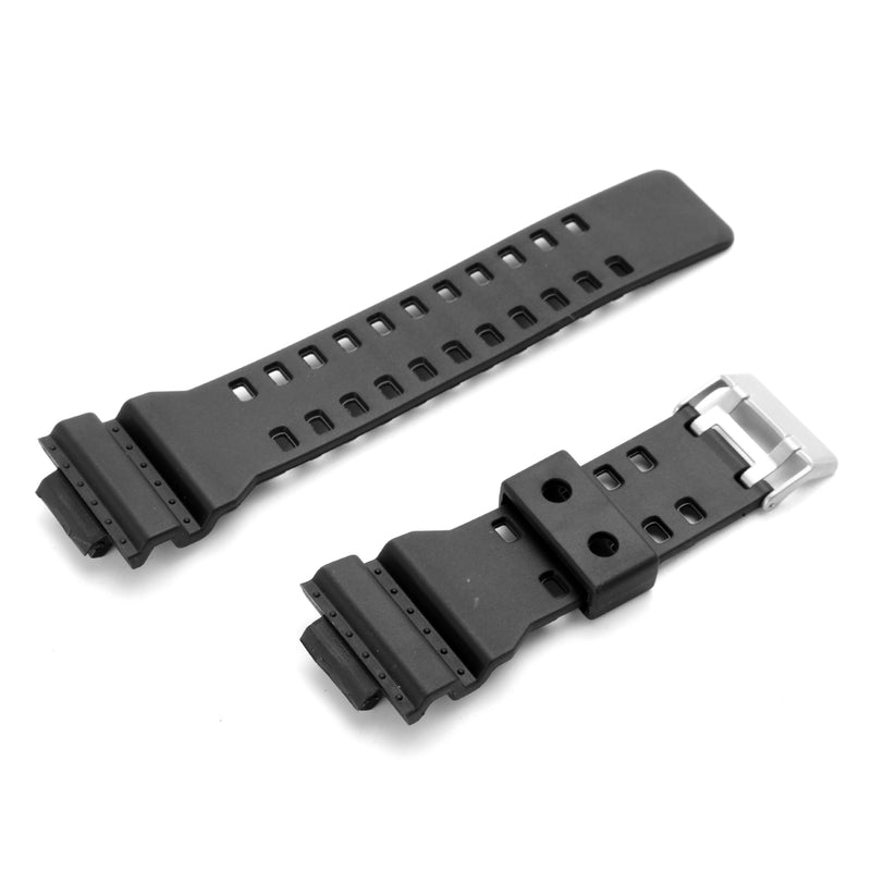 Replacement 16mm Rubber Black Watch Band for CASIO GA-100 G-Shock GA-120/300 With Buckle Repair Tool