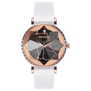 SANDA P231 Women Fashion Star Transparent Dial Leather Band Quartz Watch
