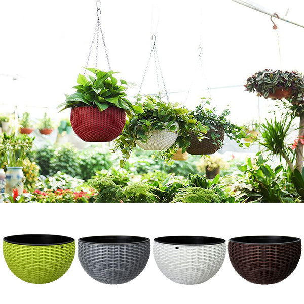 Gardening Rattan Waven Hanging Flower Chain Basket Pot Plant Holder Home Balcony Decorations