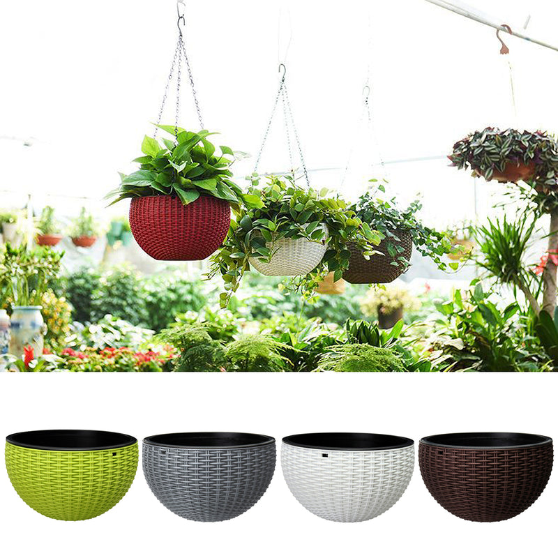 Gardening Rattan Waven Hanging Flower Chain Basket Pot Plant Holder Home Balcony Decorations
