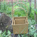 Woven Seagrass Tote Organizer Handle Bag Garden Flower Handmade Plant Pot Plant Baskets Storage Box