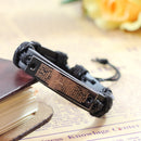 Cross Scripture Religious Manual Laser Leather Bracelet