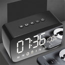 LED Digital Alarm Clock USB Mirror Display Bluetooth AUX Radios Speaker Portable