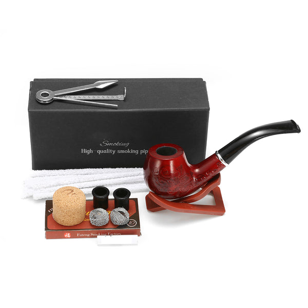 3 in 1 Wood Smoking Water Pipe Scraper Filter Disassembly Clean Stand Box Set