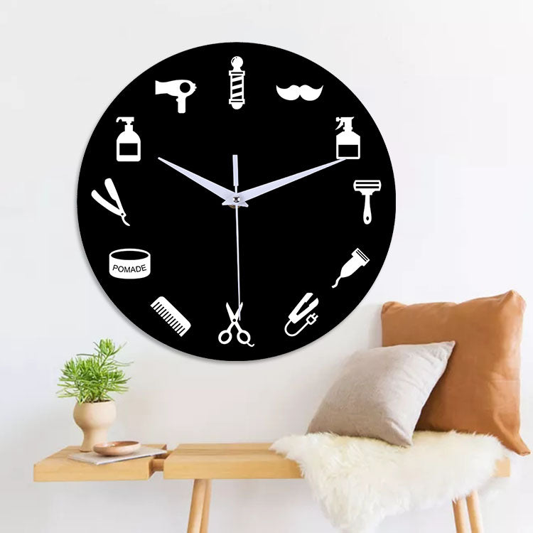 Emoyo ECY027 Creative Haircut Pattern Wall Clock 3D Wall Clock For Home Office Decorations A