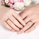Gold Shine Stainless Steel Zircon Couple Ring Women Men Jewelry For Wedding Gift