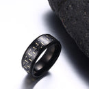 8mm Stainless Steel Carbon Fiber Polished Men Ring Simple Trendy